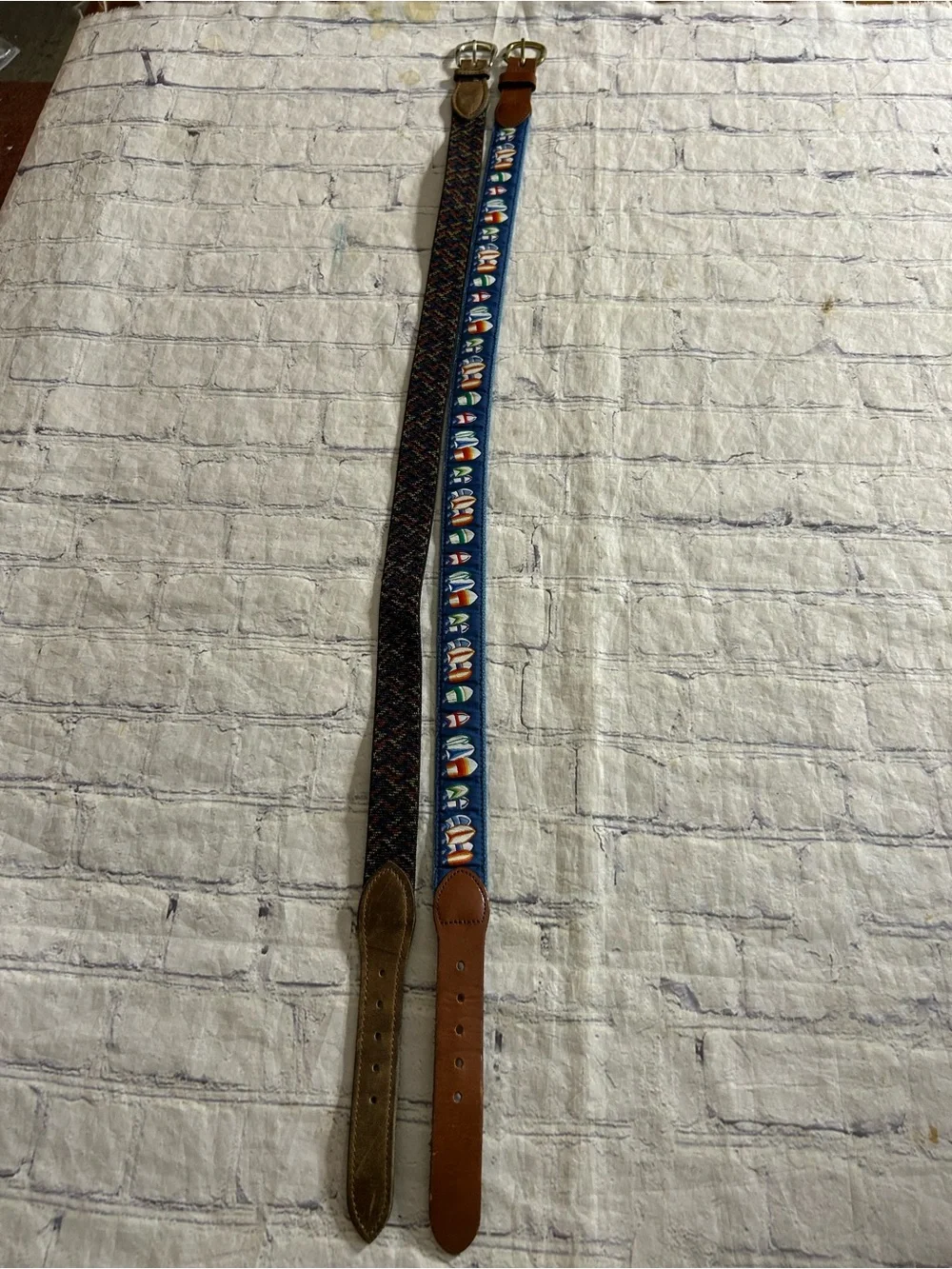 BISON BELT CO. MULTI COLORED LEATHER ACCENT & HAND MADE LEATHER BLUE BELTS